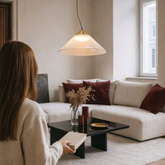 Lampa wisząca Presto 42 szklana złota z kloszem bursztynowym nad stół GX53