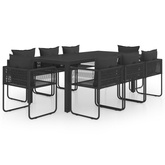 9-częściowy zestaw mebli ogrodowych rattan PVC, czarny