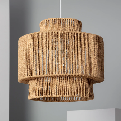 Lampa Wisząca Boho z Plecionego Papieru Abruzzo Sara 40cm E27