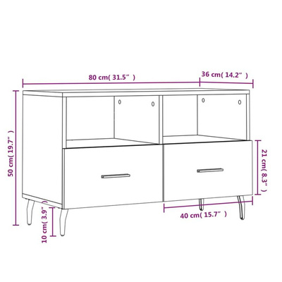 Szafka pod TV, czarna, 80x36x50 cm, materiał drewnopochodny vidaXL
