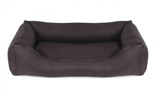 Legowisko dla psa Sofa Valencia Standard w kolorze brązowym z czarnym wykończeniem Rozmiar: L - 100 x 75 cm