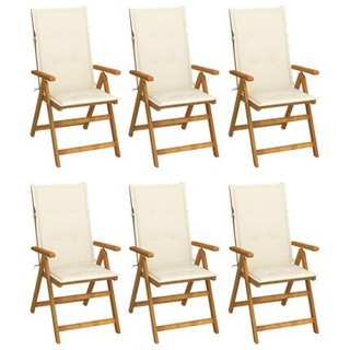 vidaXL Składane krzesła ogrodowe z poduszkami, 6 szt., drewno akacjowe