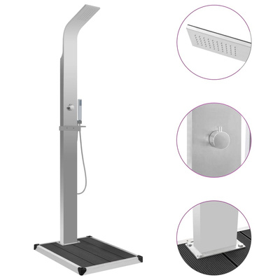Prysznic ogrodowy z podstawą, WPC, stal nierdzewna