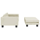 vidaXL Sofa dziecięca z podnóżkiem, kremowa, 100x50x30 cm, aksamit