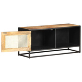 vidaXL Szafka pod TV, 90x30x40 cm, drewno mango i naturalna trzcina