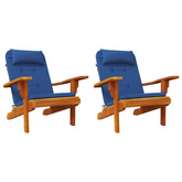 Poduszki na krzesła Gładki 2 pcs Niebieski 58 x 77 x 4,5 cm