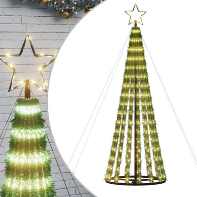 vidaXL Stożkowa choinka z lampek, 275 ciepłych białych LED, 180 cm