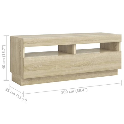 vidaXL Szafka pod TV z oświetleniem LED, dąb sonoma, 300x35x40 cm