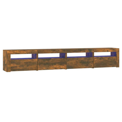 Szafka pod TV z oświetleniem LED, przydymiony dąb, 240x35x40 cm vidaXL