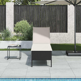 Leżak z poduszką Czarny 55x200x44cm polirattan