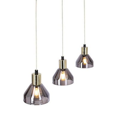 Lampa wisząca złota szkło 3xE14 70cm GREGORY