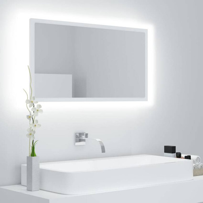 vidaXL Lustro łazienkowe z LED, białe, 80x8,5x37 cm, akryl