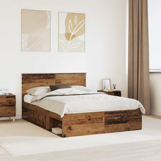 Ramka łóżka Stare drewno 140 x 190 cm Drewno inżynieryjne
