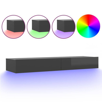 vidaXL Szafka pod TV z LED, szara z połyskiem, 120x35x15,5 cm