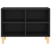 vidaXL Szafka pod TV z drewnianymi nóżkami, czarna, 69,5x30x50 cm