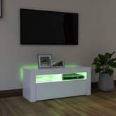 vidaXL Szafka pod TV z oświetleniem LED, biała, 90x35x40 cm
