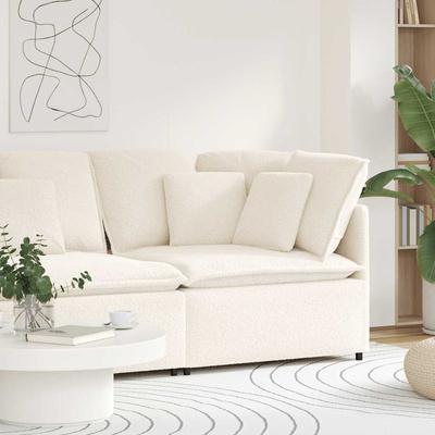 Modułowy Narożnik Sofa z Poduszkami Kremowy 100 cm