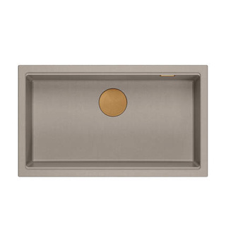 LOGAN 110 GraniteQ zlewozmywak soft taupe 76x44x23,5 cm 1-komorowy wpuszczany z syfonem manualnym miedziany