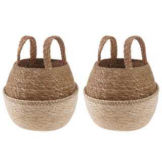 Doniczka z uchwytami 2 pcs Biały ? 22 x 20 cm 100% Trawa morska