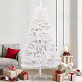 Sztuczna choinka z 300 diodami LED Biały 210 cm PVC i Metal