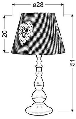 Lampka nocna Sweet biało-różowa z abażurem 51 cm