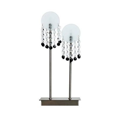 Lampka nocna Luxor szklano-metalowa podwójna srebrna nowoczesna