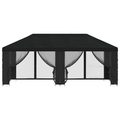 Altana z bokami 6 x 3 m Czarny Poliester i Stal 190