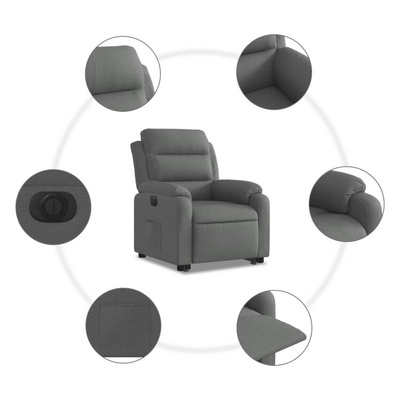 vidaXL Podnoszony fotel masujący, elektryczny, rozkładany, ciemnoszary wariant 21