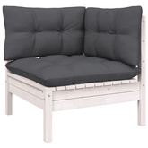 7-cz. zestaw wypoczynkowy do ogrodu, poduszki, biała sosna