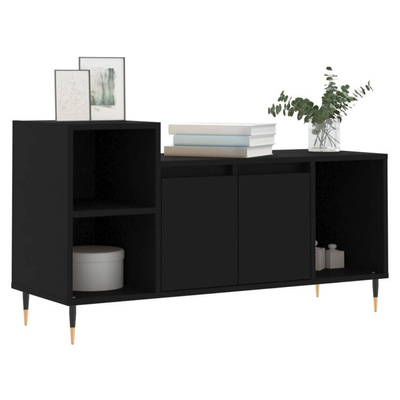 vidaXL Szafka pod TV, czarna, 100x35x55 cm, materiał drewnopochodny
