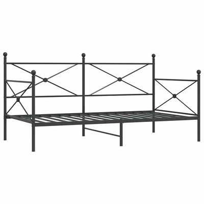 Łóżko dzienne bez materaca czarne 100x190 cm stalowe