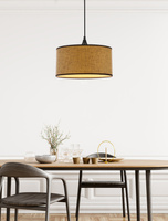 Anaka Lampa Wisząca Czarny 1X40W E27 Abażur Plecionka Beżowo-Brązowa