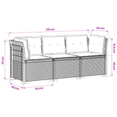 Sofa ogrodowa 3-osobowa z poduszkami w rattanowym wyglądzie PP