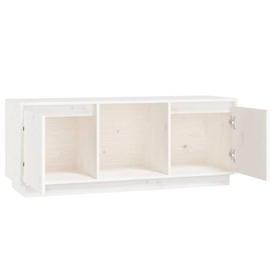 vidaXL Szafka pod TV, biała, 110,5x35x44 cm, lite drewno sosnowe