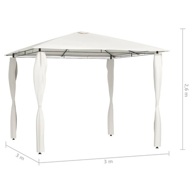 vidaXL Altana z pokryciem słupków 3x3x2,6 m, kremowa, 160 g/m²