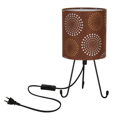 Smally lampa stołowa czarny 1x40 E14 abażur emili brązowy