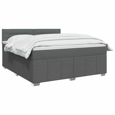 Łóżko z box spring LED z materacem ciemnoszary 180 x 200 cm