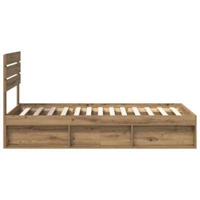 Ramka łóżka Dąb artisan 75 x 190 cm Lite drewno sosnowe