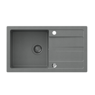 TOM 111 zlewozmywak granitowy szary (77x44x17,6) + syfon + zaślepka