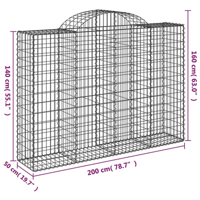 Kosze gabionowe, 20 szt, 200x50x140/160cm, galwanizowane żelazo
