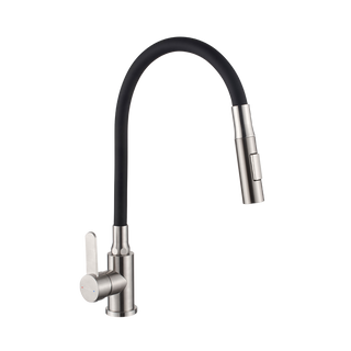 Bateria zlew. dalis z elastyczną 2f wylewką, inox / czarny BZ-64-043-L Invena