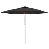 Parasol ogrodowy na drewnianym słupku, czarny, 299x240 cm