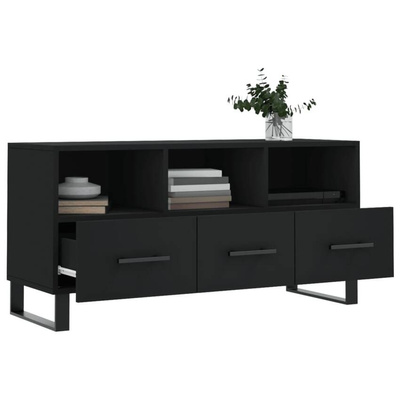 vidaXL Szafka pod TV, czarna, 102x36x50 cm, materiał drewnopochodny wariant 5
