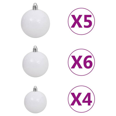 vidaXL Sztuczna choinka z lampkami i bombkami, czarna, 180 cm, PVC model standard