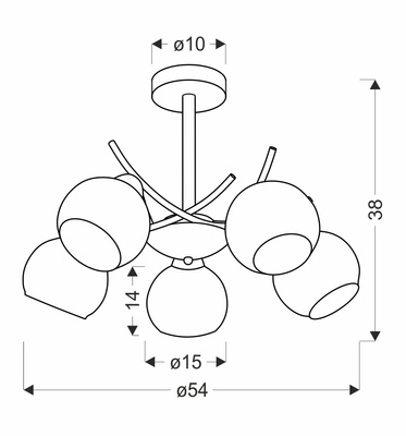Lampa wisząca Lunore szklana 5-punktowa z bursztynowym kloszem złota