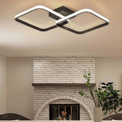 Lampa Dekoracyjna 2 kwadraty 42W Czarna + Pilot DL-B01
