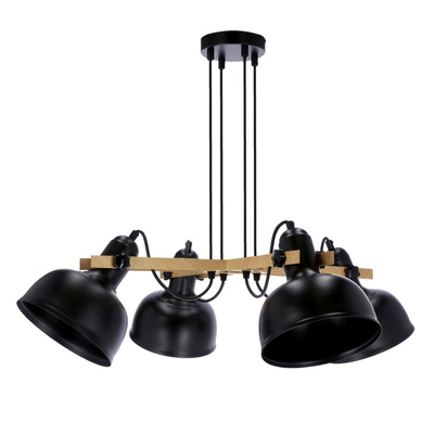 Lampa wisząca regulowana czarna 4x40W E27 klosz czarny loft Reno 34-78155