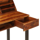 vidaXL Biurko, 110x55x94 cm, lite drewno sheesham i stal