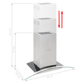 Okap kuchenny LED, wyspowy, stal nierdzewna, 90 cm, 756 m?/h