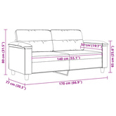 Sofa 2-osobowa, kremowy, 140 cm, tapicerowana mikrofibrą